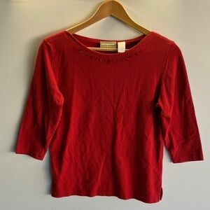 Liz Claiborne Red Long Sleeve Top